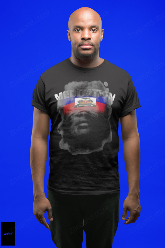 Meditation Haitian Flag Graphic T-Shirt